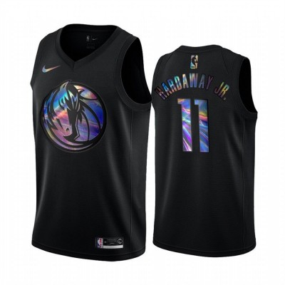 Nike Dallas Mavericks #11 Tim Hardaway Jr. Men's Iridescent Holographic Collection NBA Jersey - Black Men's